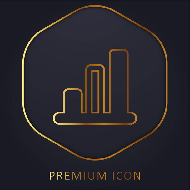 Bar Stats línea dorada logotipo premium o icono - Vector, Imagen