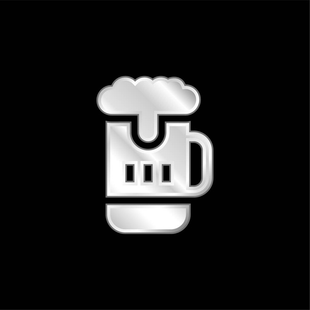 Beer Mug silver plated metallic icon - Vector, Image
