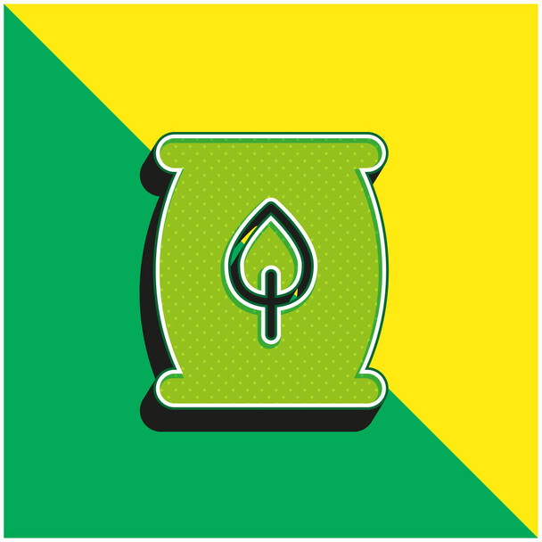 バイオマスエネルギーグリーンと黄色の現代的な3Dベクトルアイコンのロゴ - ベクター画像