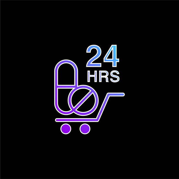 24 Horas Drogas Entrega icono de vector de gradiente azul - Vector, Imagen