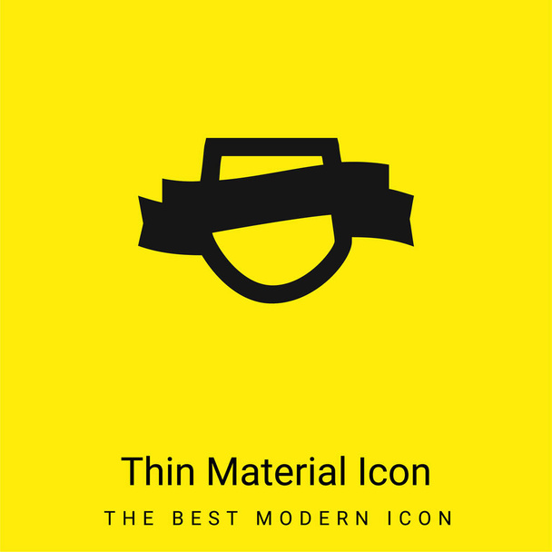 Simbolo di scudo premio con un'icona in materiale giallo brillante minimale con banner a nastro - Vettoriali, immagini