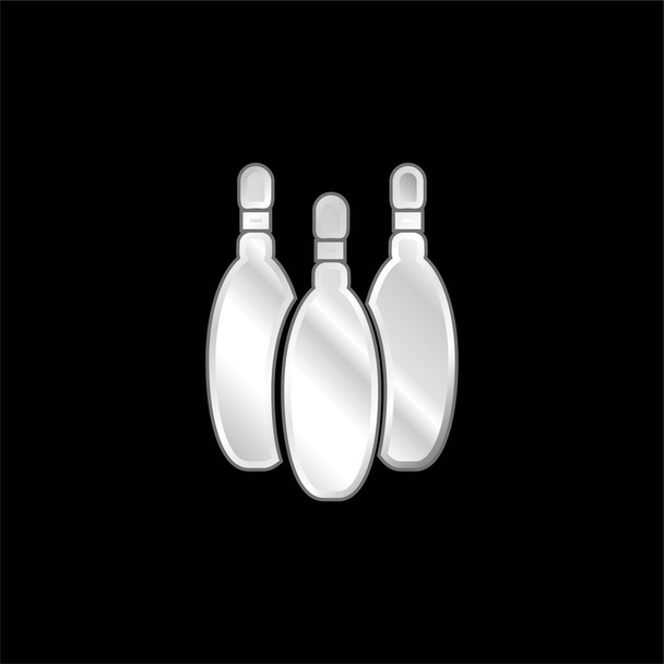 Bowling Cones Silhouette silver plated metallic icon - Vector, Image