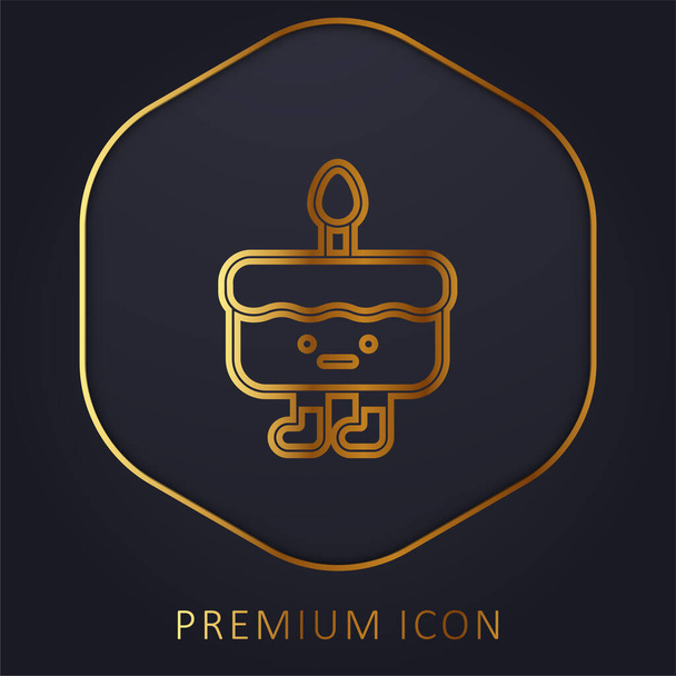 Logo o icona premium della linea dorata della torta di compleanno - Vettoriali, immagini