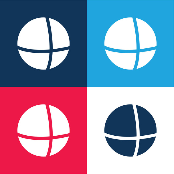 世界のロゴ青と赤の4色の最小アイコンセットの広告 - ベクター画像