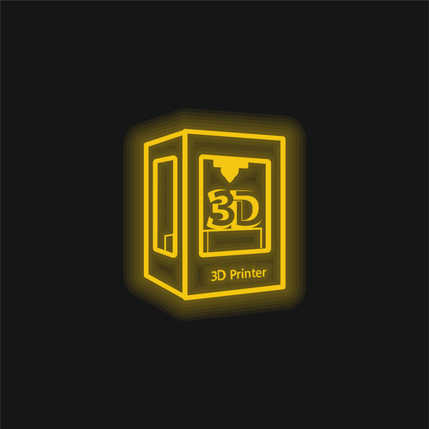 3d σύμβολο εκτυπωτή κίτρινο λαμπερό νέον εικονίδιο - Διάνυσμα, εικόνα