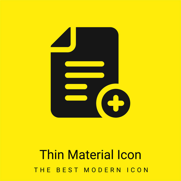 Bestand toevoegen minimaal helder geel materiaal icoon - Vector, afbeelding