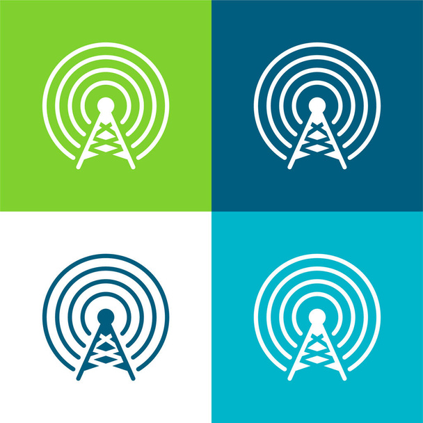 Antena Plana de cuatro colores mínimo icono conjunto - Vector, imagen