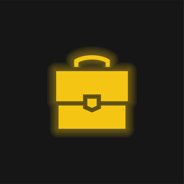 Briefcase amarelo brilhante ícone de néon - Vetor, Imagem