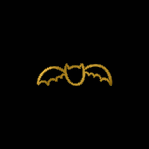 Bat Outline gold plated metalic icon or logo vector - Vector, Image