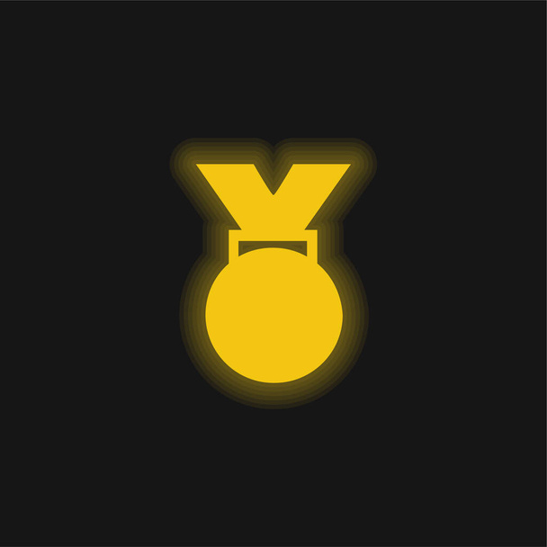 Medalha de prêmio ícone de néon brilhante amarelo - Vetor, Imagem