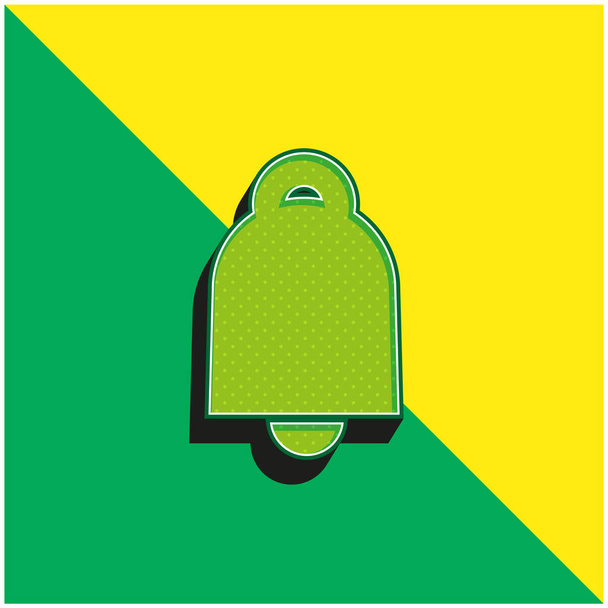 колокол черный инструмент формы зеленый и желтый современный 3D логотип векторной иконки - Вектор,изображение