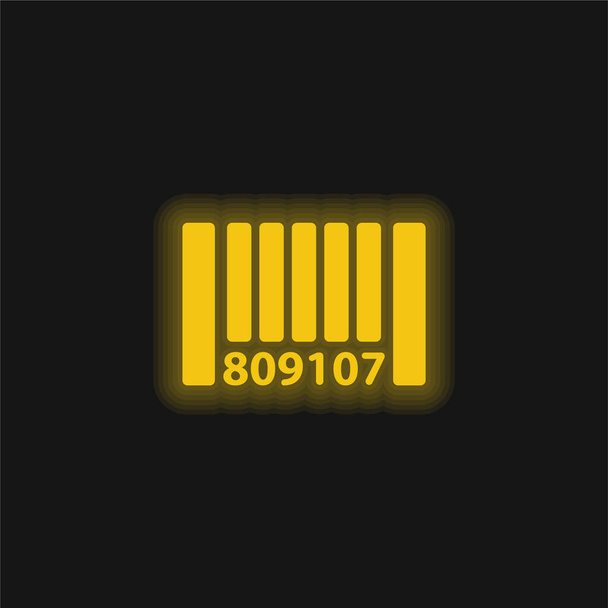 バーコード黄色のネオンアイコン - ベクター画像