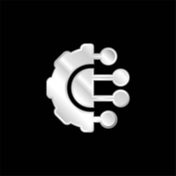 Inteligência artificial prata banhado ícone metálico - Vetor, Imagem