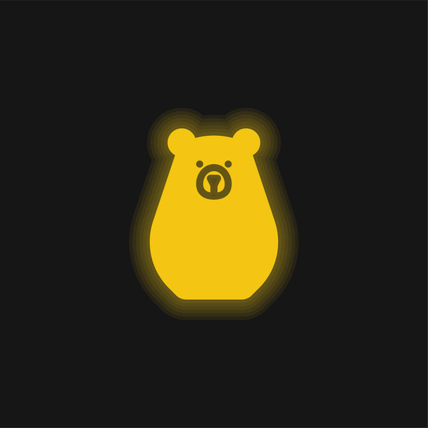Sárga medvebocs izzó neon ikon - Vektor, kép