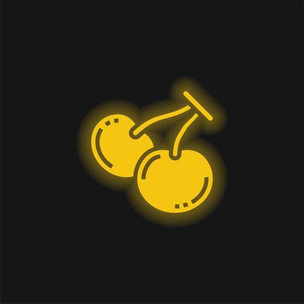 Wiśniowa żółta świecąca ikona neonu - Wektor, obraz