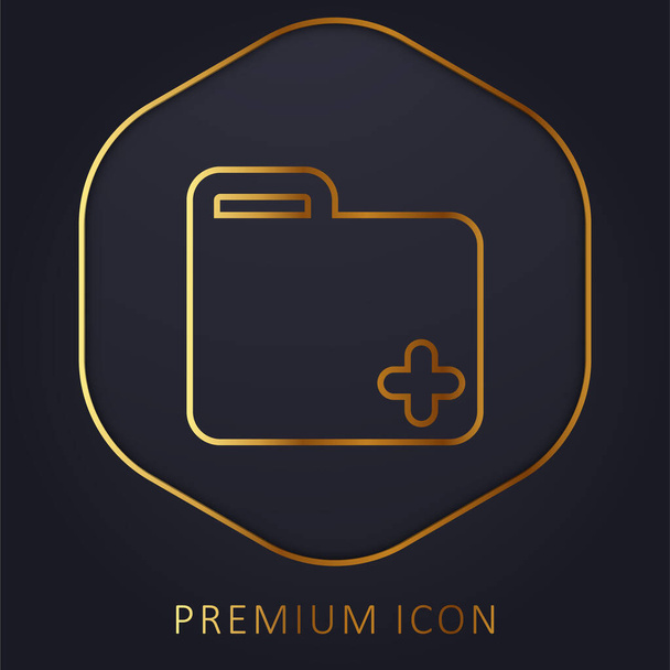Añadir Carpeta línea dorada logotipo premium o icono - Vector, Imagen