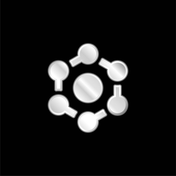 Srebrna ikona metalizowana benzenu - Wektor, obraz
