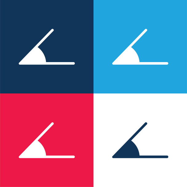 Kąt niebieski i czerwony czterech kolorów minimalny zestaw ikon - Wektor, obraz