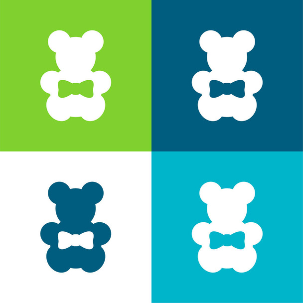 Bear Flat čtyři barvy minimální ikona nastavena - Vektor, obrázek
