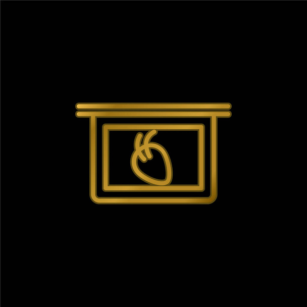 Body Organ With Hair Strands View On Plate gold plated metalic icon or logo vector - Vector, Image