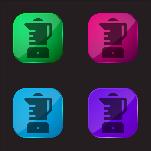 Blender four color glass button icon - Vector, Image