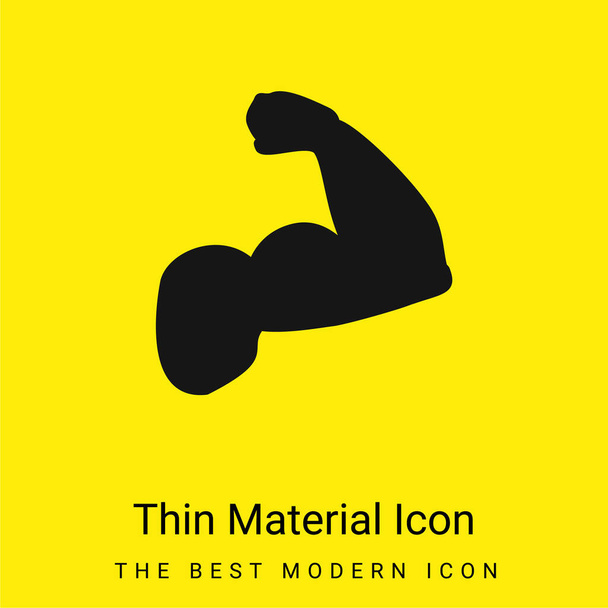 Biceps Of A Man minimaal fel geel materiaal icoon - Vector, afbeelding