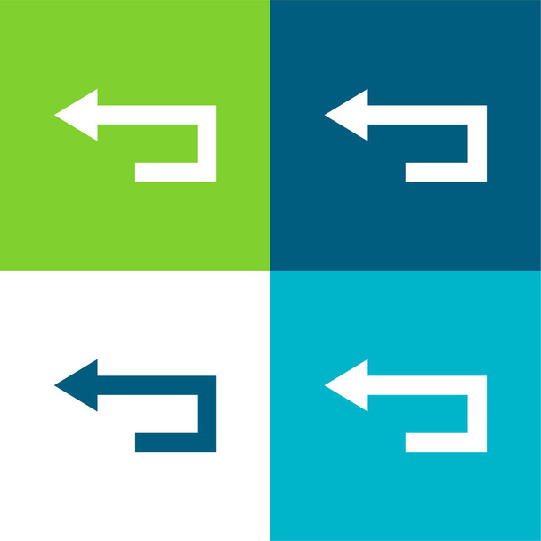 Šipka zpět Plocha čtyři barvy minimální ikona nastavena - Vektor, obrázek