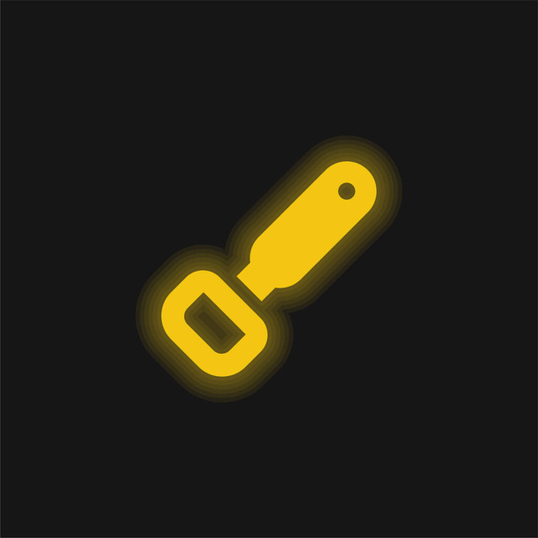 Μπουκαλάκι Opener κίτρινο λαμπερό νέον εικονίδιο - Διάνυσμα, εικόνα