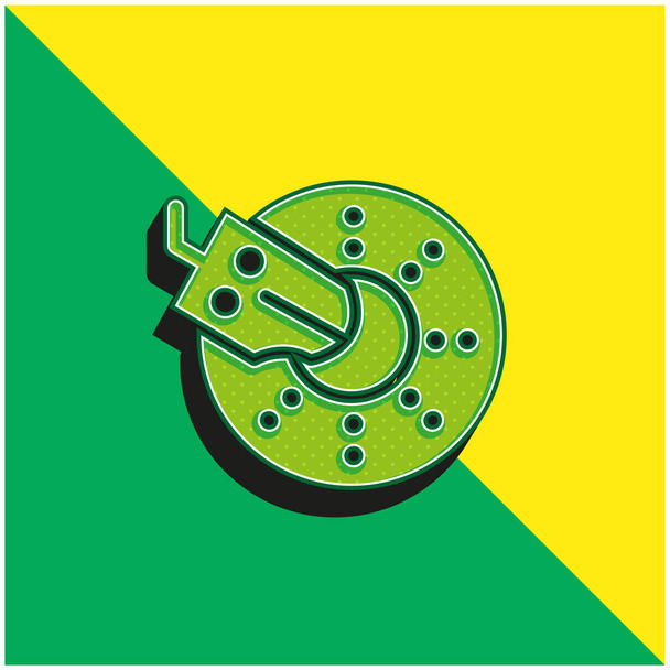 ブレーキグリーンと黄色の現代的な3Dベクトルアイコンのロゴ - ベクター画像