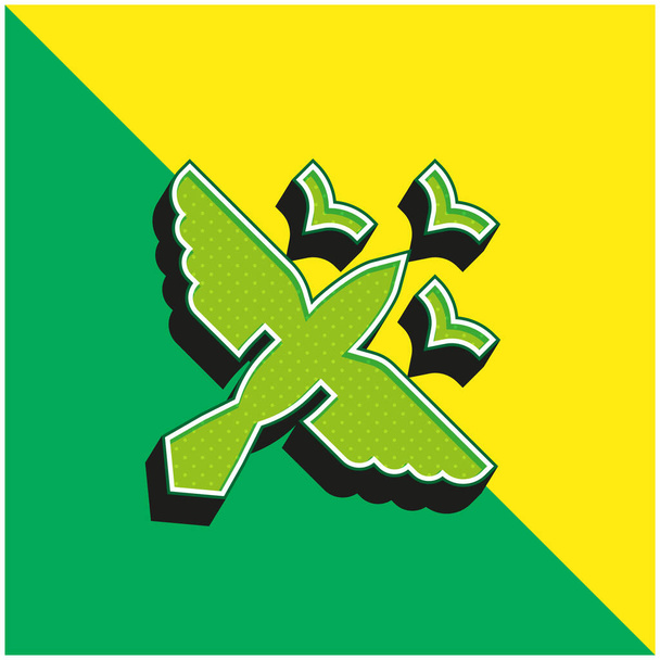 Aves Verde e amarelo moderno logotipo vetor 3d ícone - Vetor, Imagem