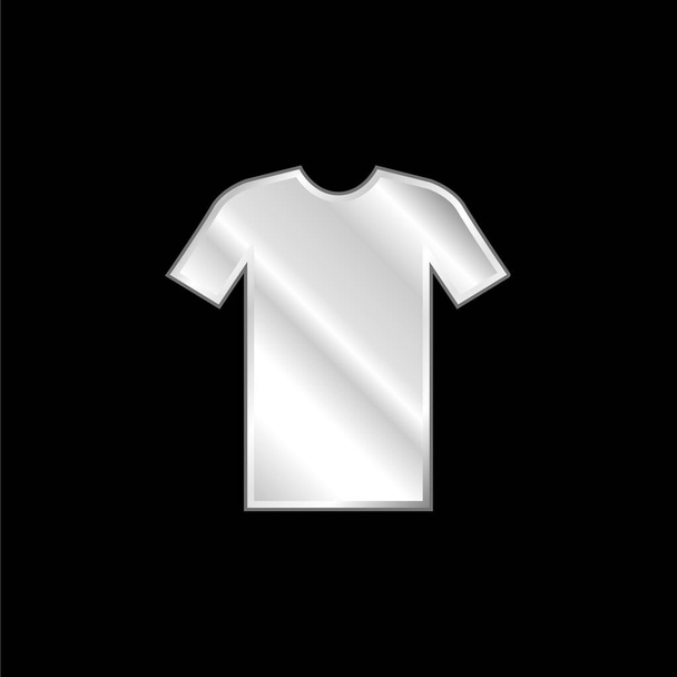 Black Tshirt silver plated metallic icon - Vector, Image