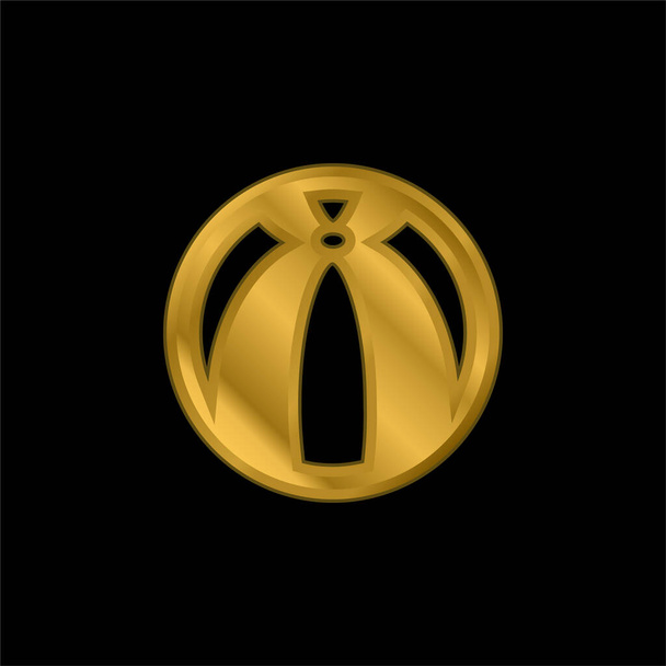 Золотий пляжний м'яч покритий металевим іконом або вектором логотипу - Вектор, зображення