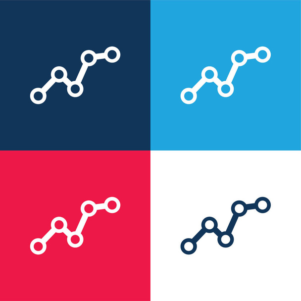 Ascending Business Graphic blue and red four color minimal icon set - Vector, Image
