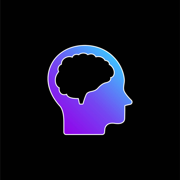Icona del vettore gradiente blu cervello e testa - Vettoriali, immagini