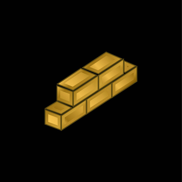 Ladrillos chapado en oro icono metálico o logotipo vector - Vector, Imagen