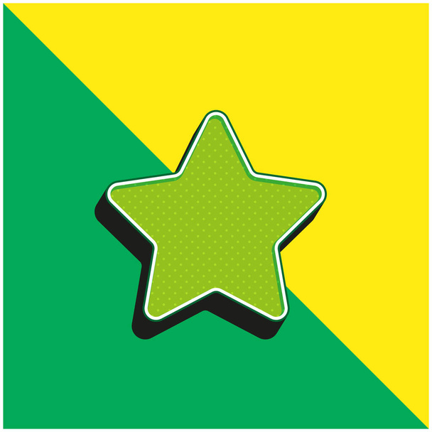 Big Favorite Star Green and yellow modern 3d vector icon logo - Vector, Image