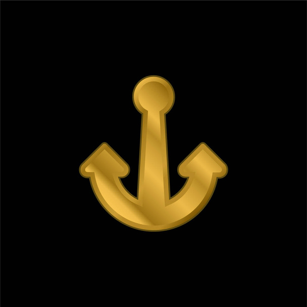 Boat Anchor gold plated metalic icon or logo vector - Vector, Image