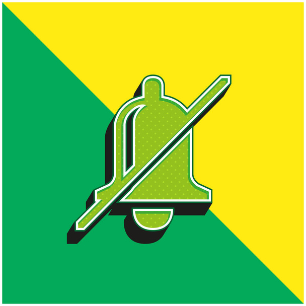 Bell Slash verde y amarillo moderno vector 3d icono del logotipo - Vector, Imagen