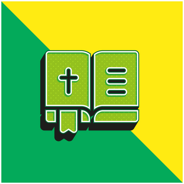 Βίβλος Πράσινο και κίτρινο σύγχρονο 3d vector icon logo - Διάνυσμα, εικόνα
