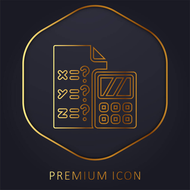 Linha dourada de álgebra logotipo premium ou ícone - Vetor, Imagem