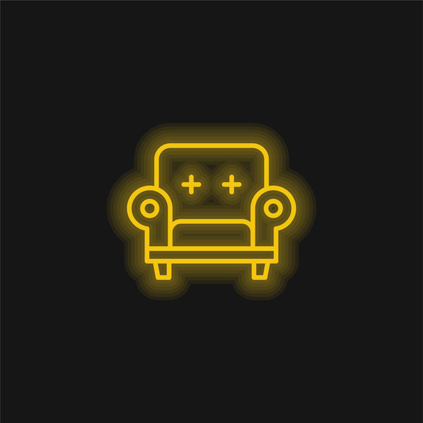 Sessel gelb leuchtende Neon-Symbol - Vektor, Bild