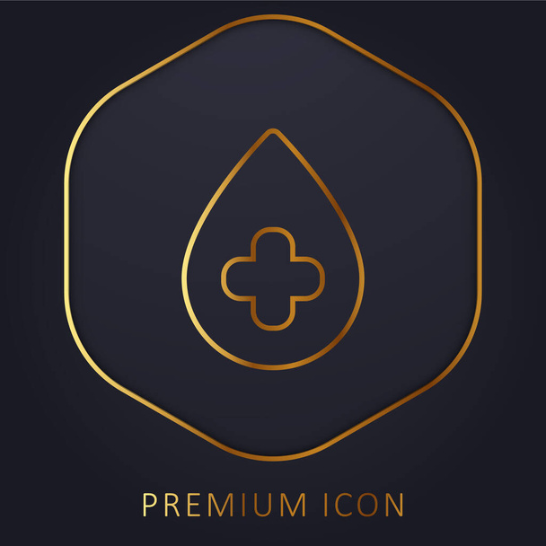 Banco de sangue linha dourada logotipo premium ou ícone - Vetor, Imagem