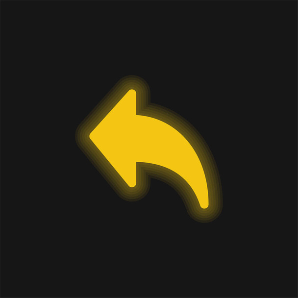 Flecha trasera amarillo brillante icono de neón - Vector, imagen