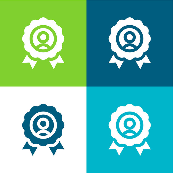 Best Employee Flat four color minimal icon set - Vector, Image