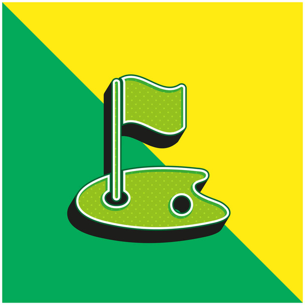Birdie verde y amarillo moderno vector 3d icono del logotipo - Vector, imagen