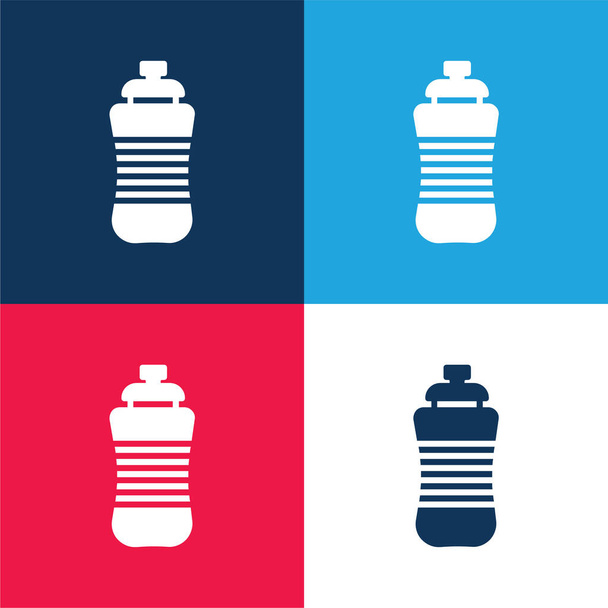 Flasche blau und rot vier Farben minimales Symbol-Set - Vektor, Bild