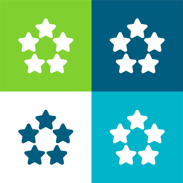 5 αστέρια Επίπεδη τέσσερις χρώμα ελάχιστο σύνολο εικονιδίων - Διάνυσμα, εικόνα