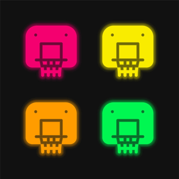 Backboard four color glowing neon vector icon - Vector, Image