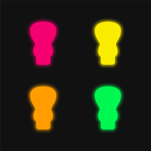 Bottle four color glowing neon vector icon - Vector, Image
