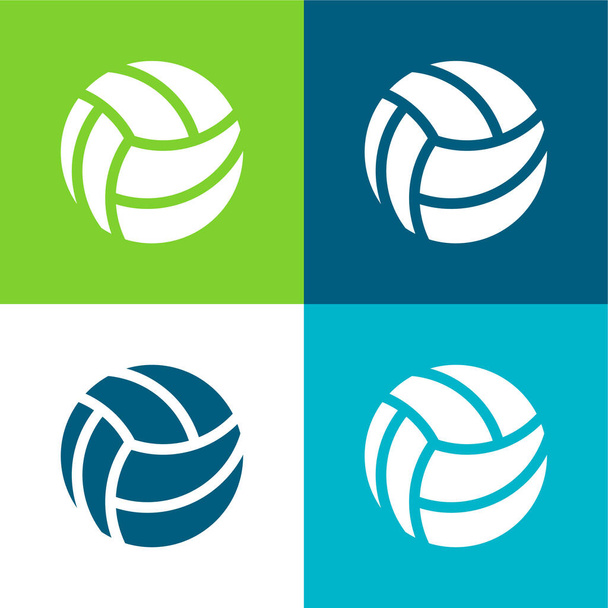 Beach Ball Flat cztery kolory minimalny zestaw ikon - Wektor, obraz